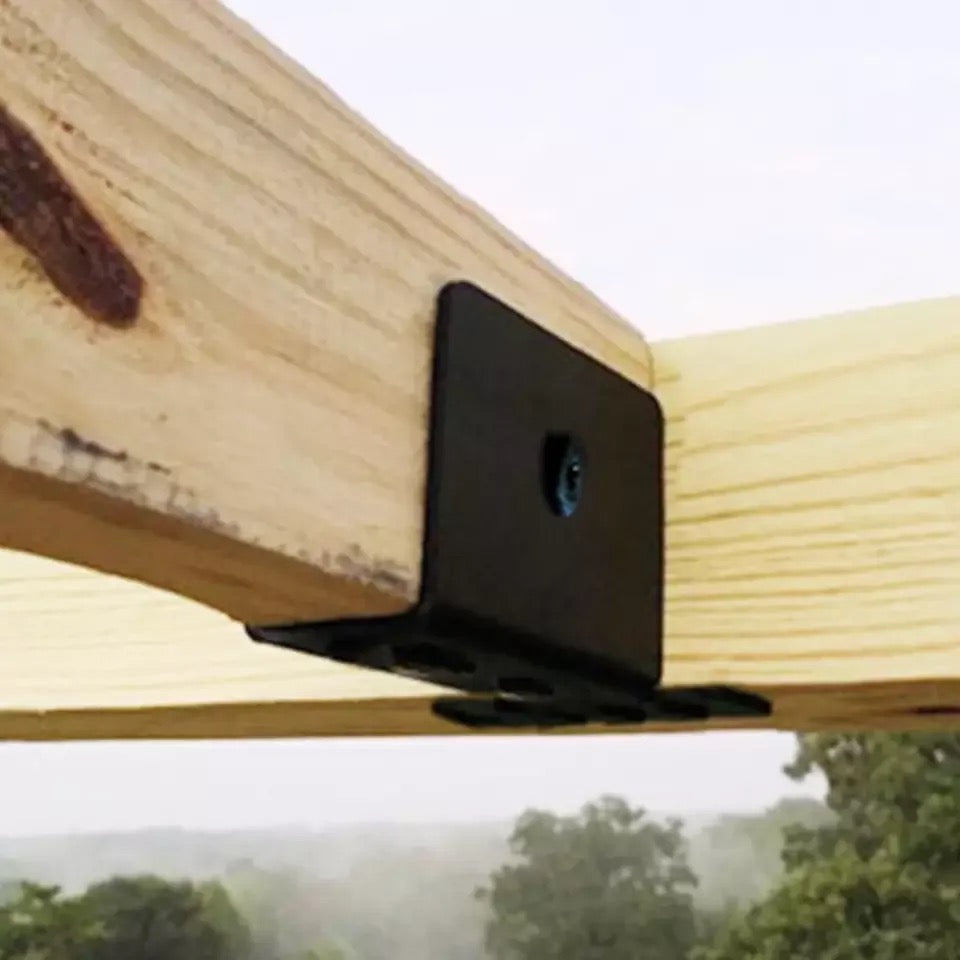 Cycence WoodMate 42061 Outdoor Pergola Rafter Bracket Joist Hanger Deck Railing Bracket Connector for 2x4 or 2x6 (Black) - 6 Pack