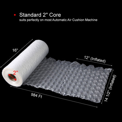 [2 ROLLS] Cycence Air Cushion Film - 16" x 12" x 984 Ft/Roll - Air Cushion Bubble Wrap for Packaging - Medium Bubble - B