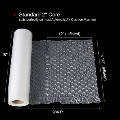 [2 ROLLS] Cycence Air Cushion Film - 16" x 12" x 984 Ft/Roll - Air Cushion Bubble Wrap for Packaging - Small Bubble - C