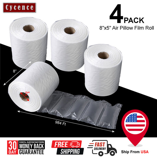 [4 ROLLS] Cycence Air Pillow Space Filler - 8" x 5" x 984 Ft/Roll - Bubble Cushioning Air Pillow Packaging Space Filler…