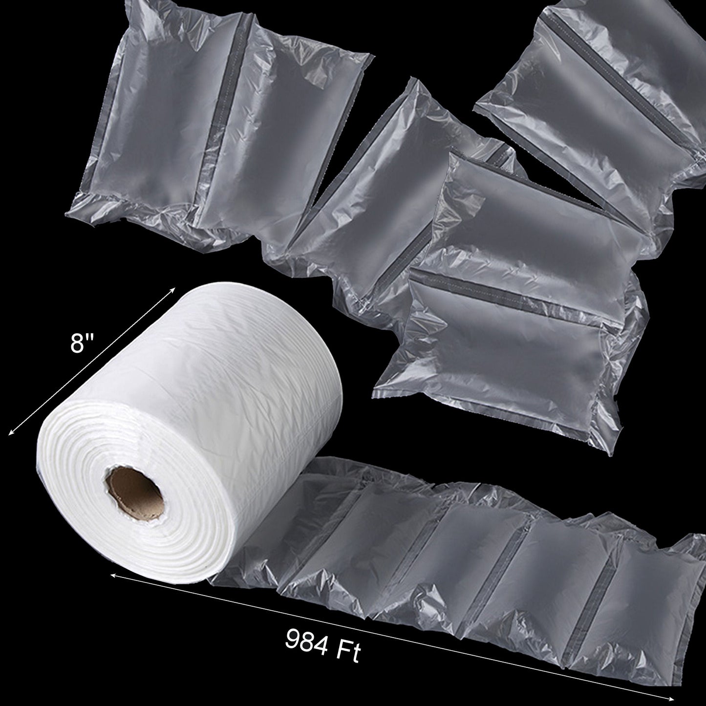 [2 ROLLS] Cycence Air Pillow Space Filler - 8" x 5" x 984 Ft/Roll - Air Pillow Packaging Space Filler
